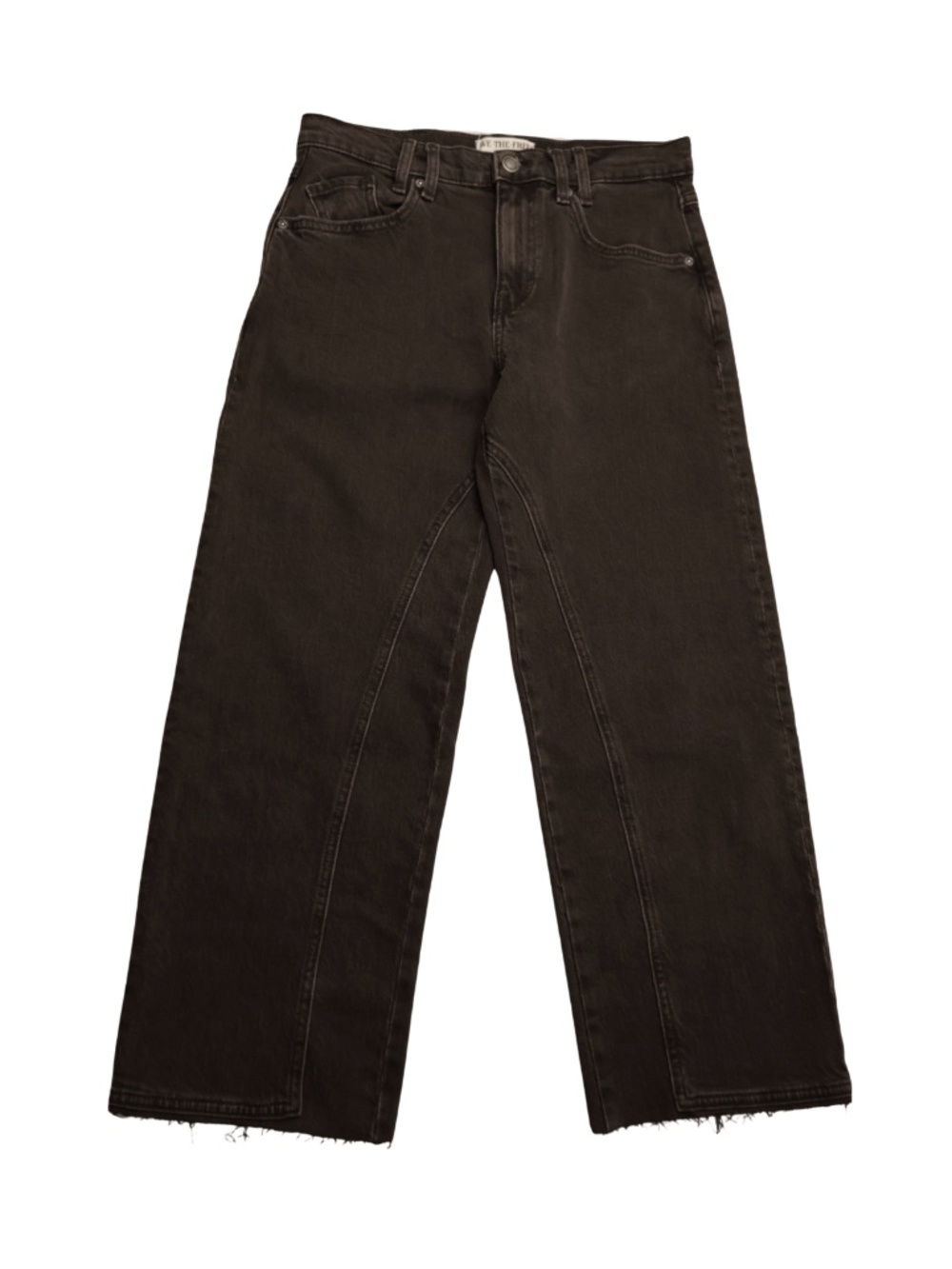 WE THE FREE Black High Rise Jeans Raw Hem Straight Leg Size 27 NWOT